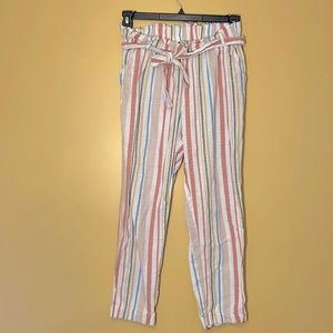 100% cotton, striped pants